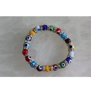 Multi color bead evil eye bracelet